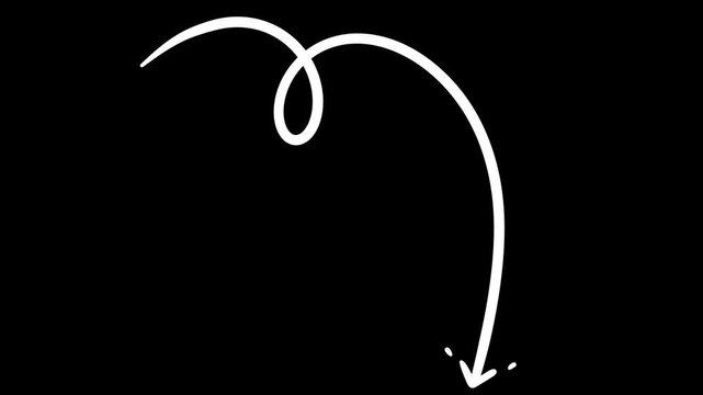 Animated curved arrow doodle hand drawn motion element