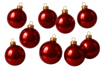 Red christmas baubles creating a festive holiday decoration, shiny glass ornaments for winter celebrations on transparent background