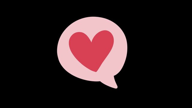Animated speech bubble heart doodle motion