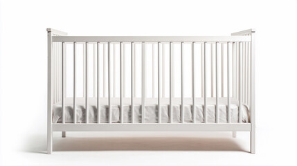 Simple white crib for a cozy nursery space at home