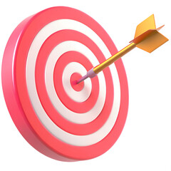 Target goal bullseye isolated on transparent background. 3D rendering