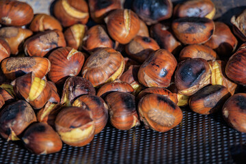 Roasted chestnuts at a Christmas market, holiday experience, Zurich, Switzerland