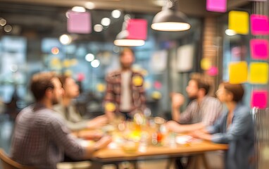 Team Strategy Session Blur - Blurred background of a brainstorming session among team members. High quality. High quality. High quality