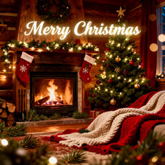 fireplace with christmas decorations