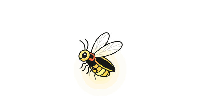A cartoon-style illustration of a firefly emitting light, set against a plain white background