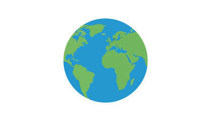 Fototapeta premium A simple, colorful illustration of the planet Earth, with green continents and blue oceans