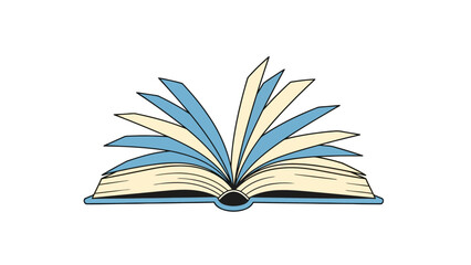 Fototapeta premium A stylized illustration depicting an open book with pages fanned out in shades of blue and cream