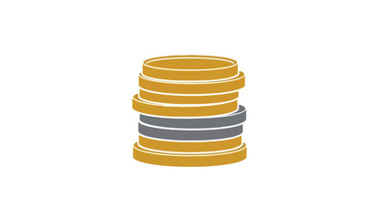 A stack of coins, illustrated in gold and grey, resting on a white background
