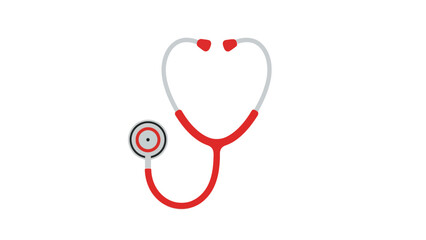 A medical instrument with a red and gray design is presented on a white background