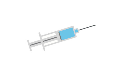 A medical illustration of a syringe with a needle, depicted in a minimalist style against a white background