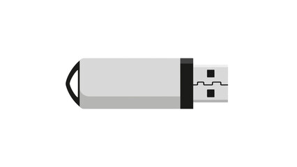 A vector illustration depicting a silver and black USB flash drive, centrally positioned