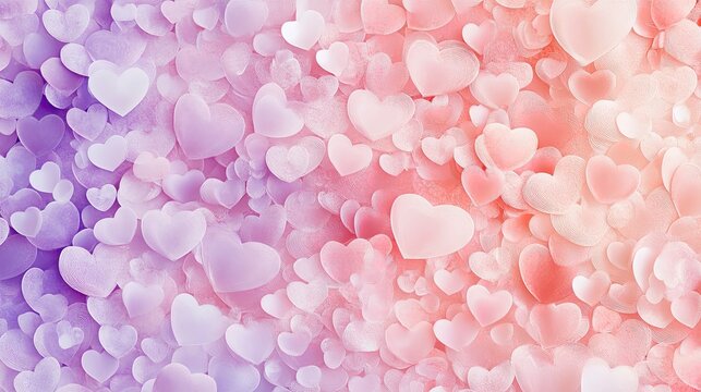 Abstract background of many hearts in soft pastel colors