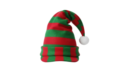 Festive holiday action elf hat christmas celebration fun environment whimsical viewpoint. Isolated on transparent background, png.