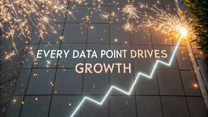 Abstract graphic of growth and data visualization with bright lights