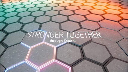 Abstract glowing hexagonal grid pattern showcasing digital design