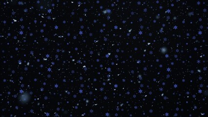 Winter background year end sale design displays snowflakes on a black abstract illustration, creating a festive seasonal look Winter year end sale background with blank space.