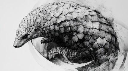 Close-up grayscale image of an anteater