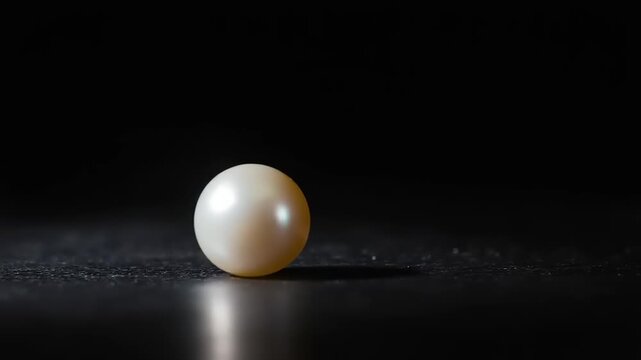 Single pearl resting on dark surface with soft light