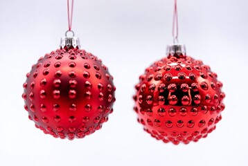 Elegant Red Spherical Christmas Ornament Baubles with Glossy Shine &ndash; Perfect for Festive Holiday Decor and Celebrations