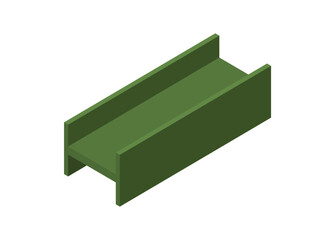 H iron profile. Simple flat illustration, isometric view.