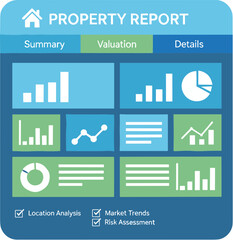 Digital Property Report Dashboard with Financial Analytics and Charts.