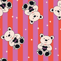 Valentines Teddy Bear Pattern Valentines Background