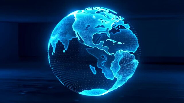 Futuristic Digital Globe: Global Technology & Data Network Hologram