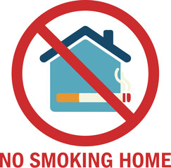 No Smoking Home Sign Vector Illustration on White Background.