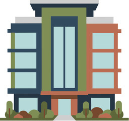 Colorful modern apartment building with a flat design style.