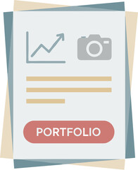 Digital portfolio concept with analytics graph and photography camera icon.