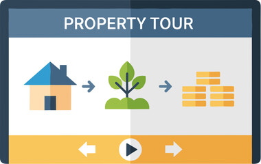 Digital Property Tour Presentation Showing Investment Growth Concept.