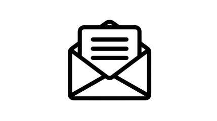Email icon open envelope with message on transparent background
