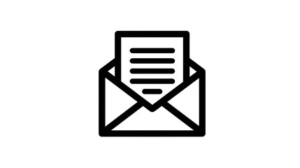Email icon outline with message inside for communication concept