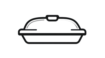 Outline illustration of a dish with lid isolated on transparent background