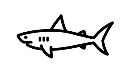 Outline illustration of a shark with transparent background for design