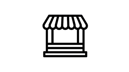 Outline illustration of a stall shop with transparent background ideal for design