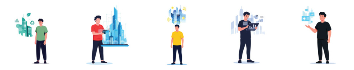 AI Technology Future Smart City Digital Urban Innovation Modern Infrastructure Illustration