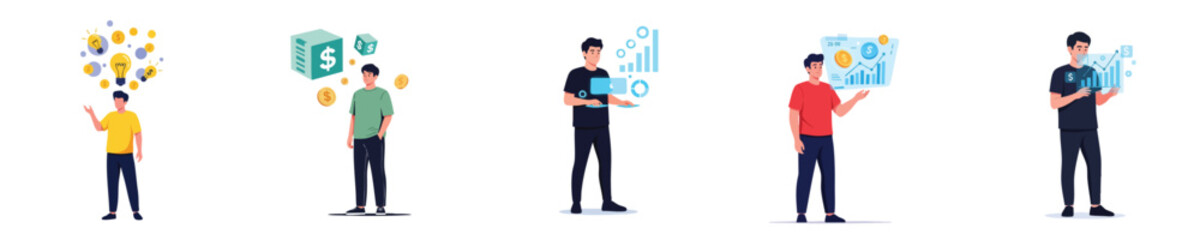 Finance Technology Future Digital Business Data Analysis Modern Investment Illustration