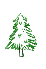 Hand drawn Christmas Tree, png, cut-out, silo