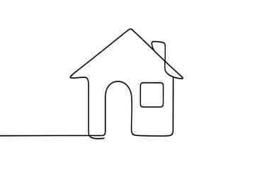 House continuous line drawing representing home, real estate, property, and building on transparent background