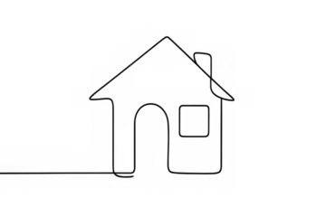 House continuous line drawing representing home, real estate, property, and building on transparent background