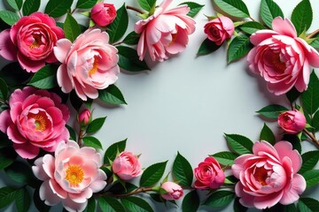 Intricate repeating rose & peony blossoms, lush green leaves , surface pattern, floral, repeat