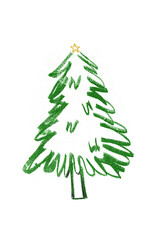 Hand drawn Christmas Tree, png, cut-out, silo