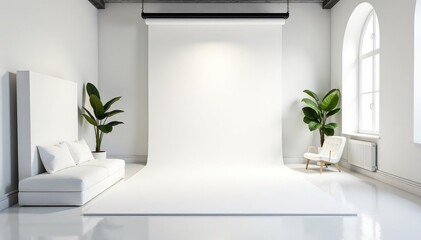 Pure white studio setting, ideal for product displays, design, template, overhead