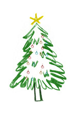 Hand drawn Christmas Tree, png, cut-out, silo