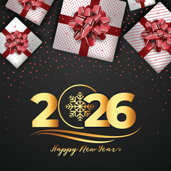 Dark Blue 2026 Happy New Year Festive Background