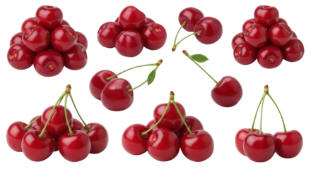 High quality image of fresh ripe red cherry fruits representing cherry, cherries, red suitable for visual