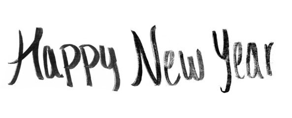 Happy New Year handwritten, png, cut-out, silo