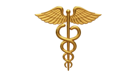 Golden caduceus symbol on white background concept highlighting caduceus, symbol, medical captured in modern professional photography