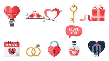 Collection of Valentine's Day Icons and Symbols love romance
